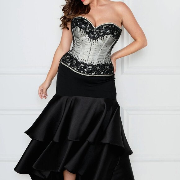 Corset Story Elegant Couture Black and Silver Corset - Picture 1 of 5